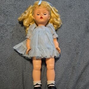 Classic Blonde Doll with Blue Dress
